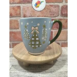 Spectrum Designz Lyla Holiday 17oz Ceramic Coffee Mug Blue Green Christmas🎄NWT